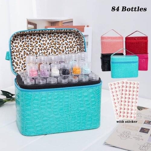 Diamond Painting Accessories Handbag 84 Bottles Storage Box Beads Mosaic Container Diamant Painting Holder box Tools