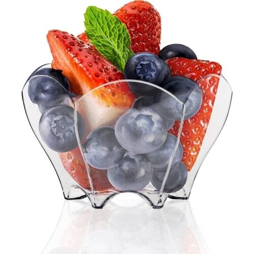 Free Shipping Party Suppliers, Disposable Plastic Tableware, 70*44mm/60ml Black Petal Dessert Cake Bowl, 100/Pack