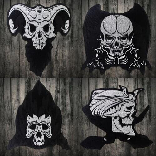 Big Motorcycle Patch Iron On Embroidered Biker Patches Stripes For Clothes Jacket Ironing Patch Rock Skull Patch Applique