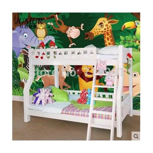 Custom large murals Cartoon animals of bedroom the head of a bed children room background wallpaper jungle general mobilization