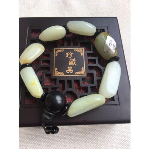 Natural raw hetian jade bracelet bangle hand-carved jadite jade beads bracelets for men jade jewelry real jade gift