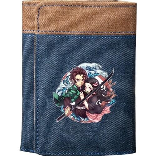 Demon Slayer: Kimetsu No Yaiba Kamado Nezuko Tanjirou Short Wallet Card Holder Cosplay Canvas Money Bag Coin Purse Gift