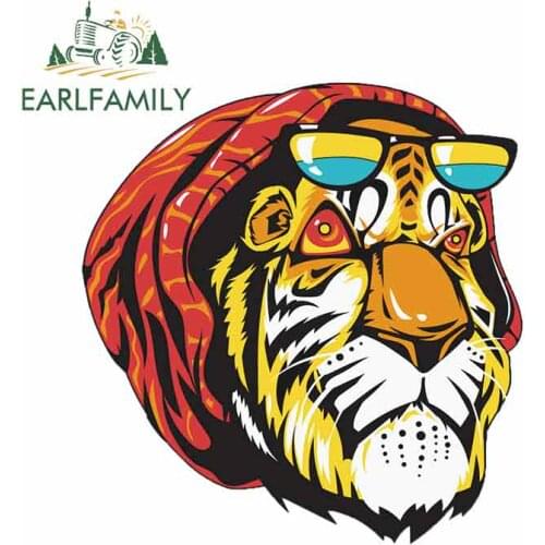 EARLFAMILY 13cm x 12.5cm For Tiger Animal Funny Car Stickers Windows Decal Vinyl Material For JDM SUV RV Scratch-Proof Decor