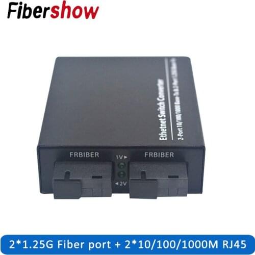 Gigabit Ethernet fiber switch 2 RJ45 UTP 2 SC fiber Gigabit Fiber Optical Media Converter 2SC 2RJ45 Ethernet 10/100/1000M