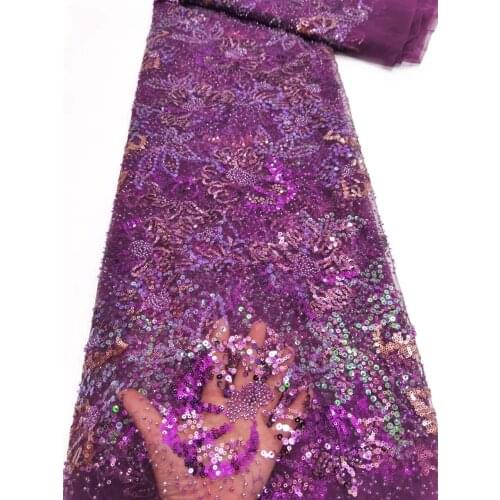 French Lace Fabric 2021 High Quality Lace With Beads Latest African Embroidery Tulle Lace Fabric Nigerian Lace For Wedding D5020