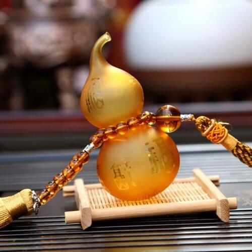 6color Crystal Hanging Figurine Gourd Shape Pendant Colored Glaze Crafts Car Accessories Home Decoration Fengshui Ornaments