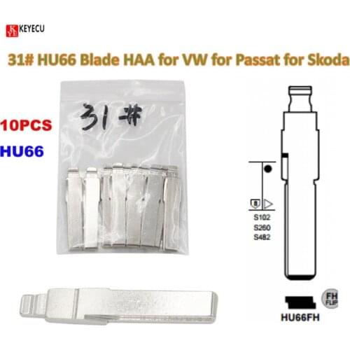 KEYECU 10pcs/lot, KEYDIY Remotes Flip Blade 31# for KD Remote, HU66 Key Blade HAA for VW for Passat for Skoda For Audi