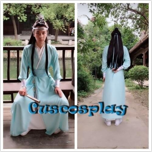 Mo Dao Zu Shi TV Series The Untamed Lan Zhan/Lan Wangji Cosplay Costume Full Set Chinese Ancient Costumes Hanfu for Christmas