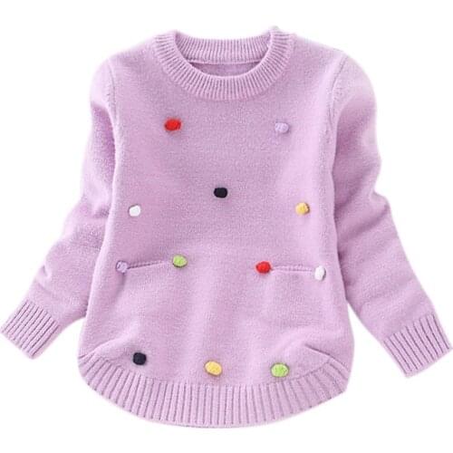 Fashion Autumn Kids Sweaters Colored Balls Baby Knitted Fashion Toddler Boys girls Sweaters Cotton Woolen children cute clothing