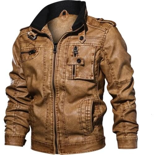 2019 Jackets Men Slim Fit Casual Outwear Bomber Jacket Winderbreaker PU Motorcycle Leather Jackets male new fur coat 6XL 7XL
