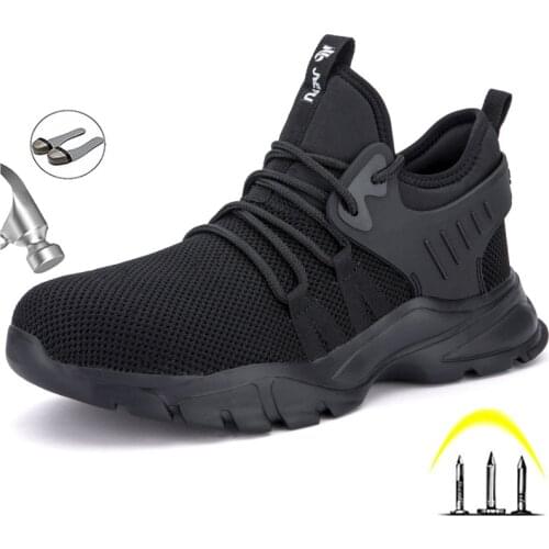 Men Safety Shoes Industry Steel Toe Cap Anti-piercing Non-slip Boots Breathable Light Sport Comfortable Casual Sneakers Fashion