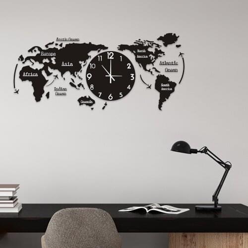 World Map Wall Clock Home Bedroom Wall Personality Wall Clock Diy Home Modern Style Decoration Ozdoby Do Pokoju Gifts