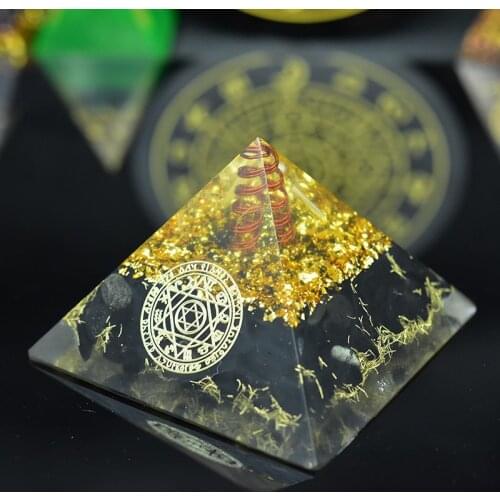 New Natural Crystal Point Orgonite Reiki Tourmaline Orgone Pyramid Energy Generator Meditation Yoga Balancing Positive Energy
