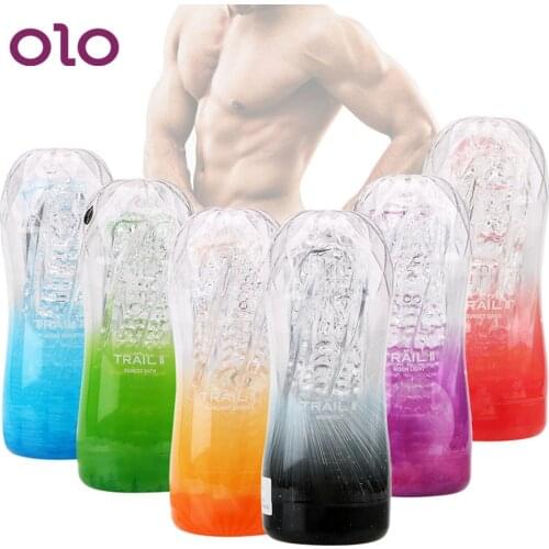 OLO Vacuum Cup Male Masturbator Cup Transparent Vagina Soft Pussy Adult Endurance Exercise Sex Toys for Men