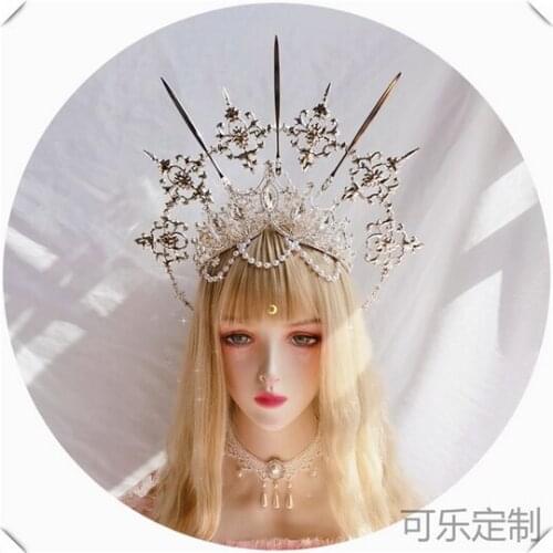 Gothic Dark Take Photo Headband Hair Accessories Xmas GiftsGorgeous Original Lolita Silver Halo Crown Apollo Angle Hair Hoop