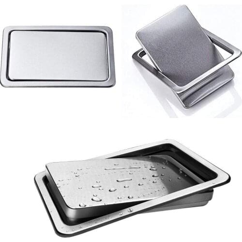 Rectangular Steel Flap Lid Trash Bin Cover Flush Recessed Built-in Balance Swing Kitchen Counter Top Garbage Can Lid
