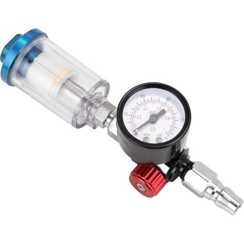 HVLP Spray Air Regulator Pressure Gauge 1/4" Mini Inline Air Filter Separator Adjustable Air Pressure Regulator Gauge