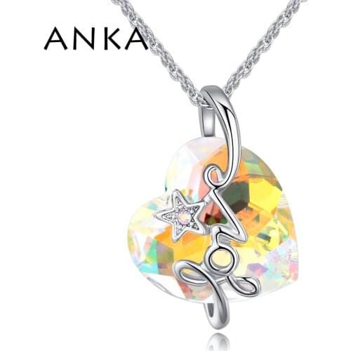 ANKA romantic pendant necklace for women fashion love heart necklace jewelry Christmas gift crystal from Austria #129190