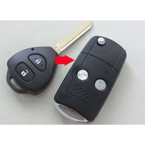 2 Buttons Replacement Modified Flip Folding Remote Key Shell For Toyota Camry Corolla RAV4 With TOY43 Blade Fob Key Case Cover