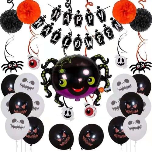Halloween Balloons Package Pumpkin Black Cat Aluminum Balloons Bats Black Spider Ghost Festival Decoration Balloons