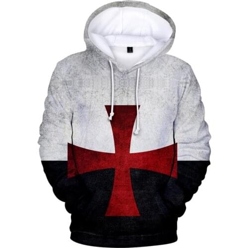 High Quality Cross Knight Templar Hoodies 3D Printed Pullover Hoodie Sweatshirt Breathable Soft For Adult