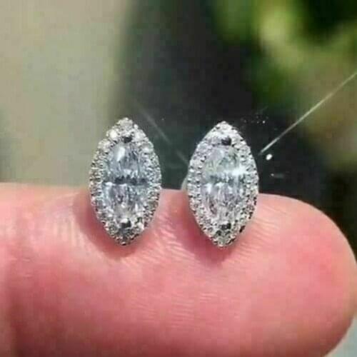 Huitan Understated Marquise CZ Womens Stud Earrings Silver Color Classic Design Female Earrings Eternity Jewelry Wholesale Lots