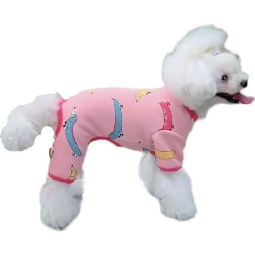 Winter Dog Pajamas Jumpsuit Cute Cartoon Dog Clothes Sleepwear Pyjama Small Dog Costume Puppy Outfit Yorkshire Poodle Clothing
