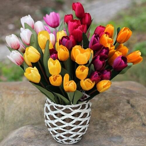 1 Bouquet 9 Heads Fake Tulip Artificial Silk Flower Home Office Wedding Decor Arrangement Accessories Ornaments High Quality Hot