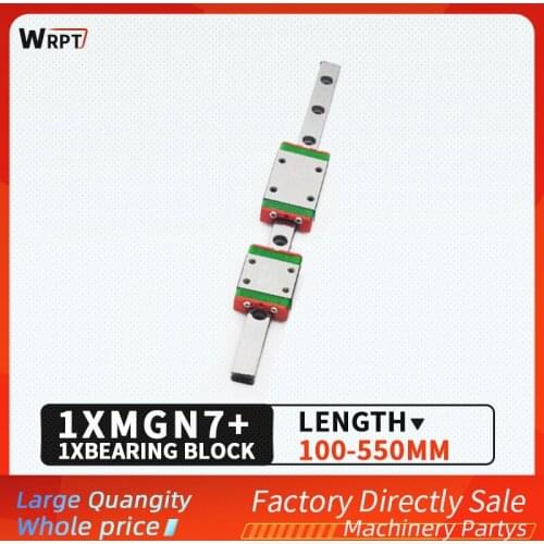 1pcs MGN7 Linear Rail Guide Width 7mm Length 100mm 150 200mm 250 300m 350 400 450 500mm mm with 1PC Linear Block MGN7H /MGN7C