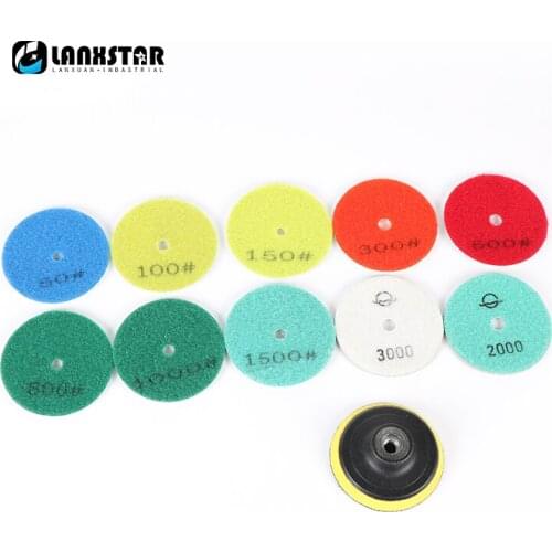 High Quality 80mm 10PC Diamond Flexible Wet Polishing Disc add M10 Holder for Marble Stone Glass Granite Tile Concrete Grind Pad