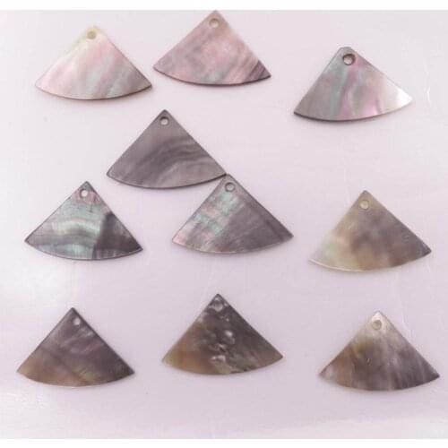 10PCS Natural Black Mother of Pearl Shell Fan Earring Pendants 25mm/0.98
