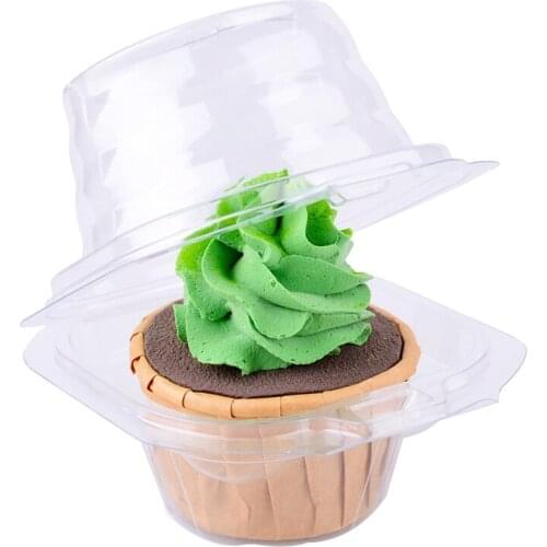 100 Pack Individual Cupcake Container Single Compartment Cupcake Carrier Holder Box Stackable Cake Cases Clear Plastic-ABUX
