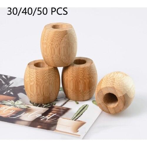 30/40/50pcs Eco Friendly Bamboo Toothbrush Holder Wooden Toothbrush Bathroom Stands Zero Wast Vegan Products Accessories Tools