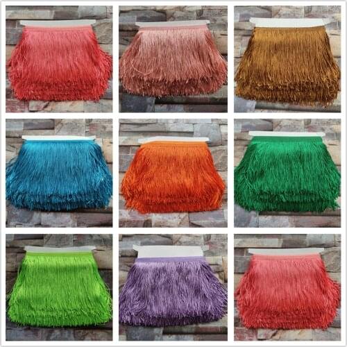 30CM Long 5/10 Meters 10 Color Lace Fringe Trim Polyester Tassel Fringe Trimming For Dress Stage Garment Curtain Accessories