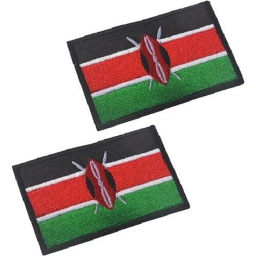 3D Embroidery Patches Armband Loops And Hook Kenya National Flag Patches Badges For Clothing Hat Bag Patch