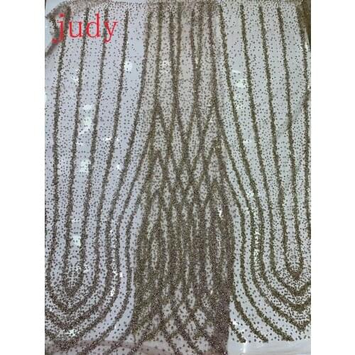 5yards/bag HL352# Champagne artistic line pattern sequins adhesive craft fabric used in the wedding dress fashion stage