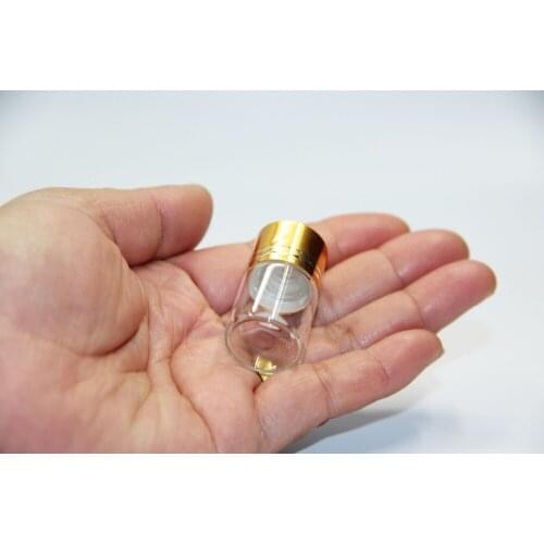 50pcs 22*35mm 6ml Glass Bottles Aluminium Screw Golden Cap Empty Clear Liquid Gift Container Wishing Bottle Jars Wedding Decor