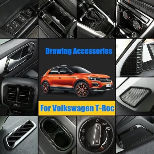 Drawing Accessories style For Volkswagen VW T-Roc T Roc 2018 2019 2020 Whole Interior Stainless Steel Decoration Cover Trim