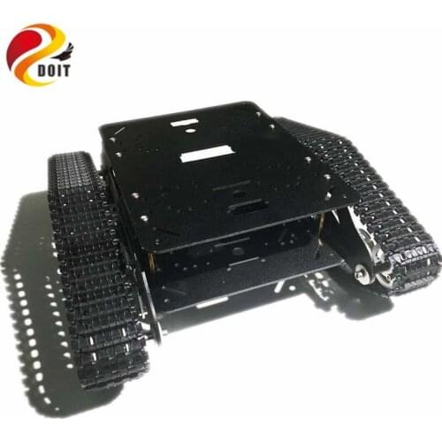 Shock Absorption Metal Tracked Robot Tank Car Chassis TSD300 with Robot Arm Interface Hole for Modification RC Toy DIY