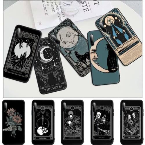 Witches Moon Tarot Mystery Totem Black Rubber Phone Case For Huawei P9 P10 P20 P30 P40 Lite Pro P Smart 2019 2020 Cover