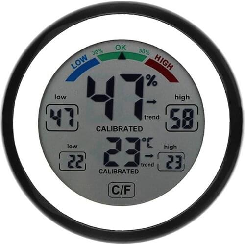 Digital Thermometer Round Touch Screen Home Hygrometer multi-functional LCD Digital Thermometer for Home Car Office ABS