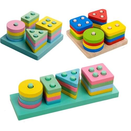 Baby Wooden Toys Geometry Intelligence Board Shape Matching Puzzle Educational Teaching Montessori Toys For Children Gift