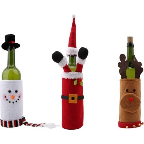 Wine Bottle Cover Bags Merry Christmas Decorations Home Santa Claus Snowman Xmas Noel Dinner Decor Natal New Year Decor