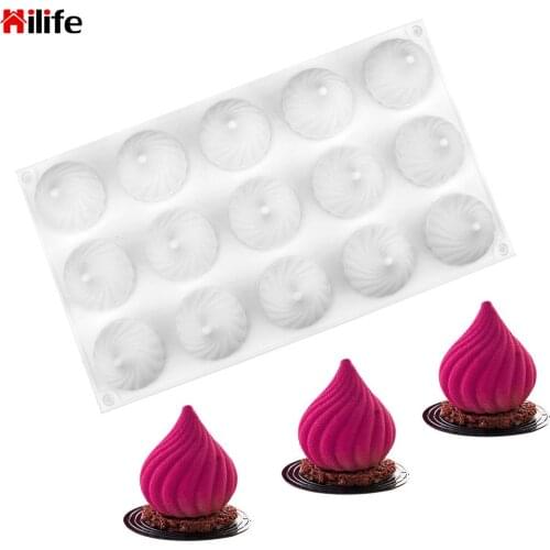 HILIFE Silicone Cake Mold DIY Buns-Shaped Cake 15 Cavity Dessert Mousse Bakeware Decorating Tools Dessert Pastry Molds