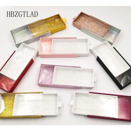 NEW 10/20/40box Wholesale color Square Pvc Drawer Case Empty box Mink False Eyelash Packaging Logo Glitter Paper magnetic Box