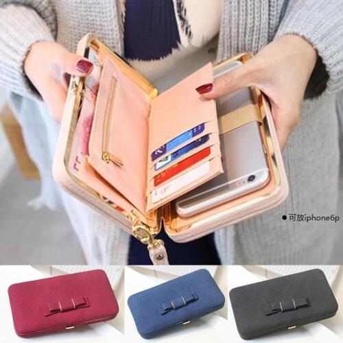 New Fashion Women Cute Bowknot Wallet Long Purse Phone Card Holder Clutch Large Capacity Bag Coin Purse Small Mini Card Holder