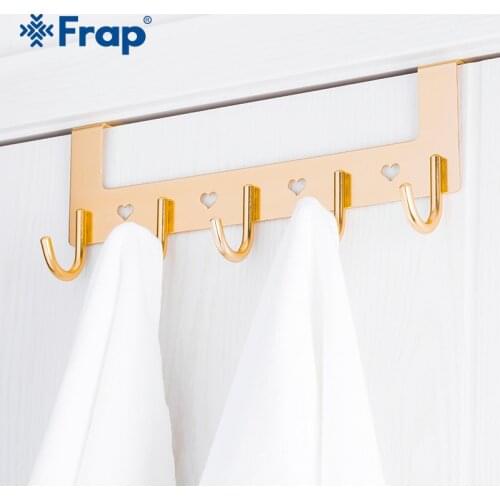 Frap New Arrival Clothes Hook Space Aluminum Over The Door Home Bathroom Coat Towel Multipurpose Hanger Rack 5 Hooks Y38024