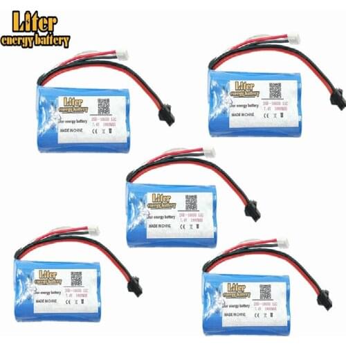 5pcs 7.4V 1800mAh Lipo battery For Udi U12A Syma S033g Q1 Tianke H100 7.4 Lipo Battery 18650 7.4 V 1800mah 15C SM Plug
