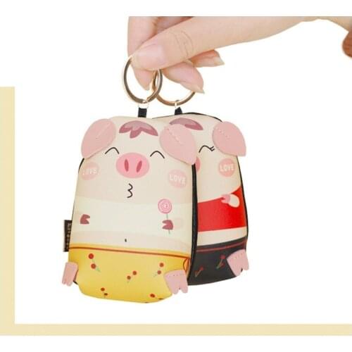 PU Cute Cartoon Piglet Key Wallet Receiving Bag Student children Female Key case coin purse Can be used as package decoration