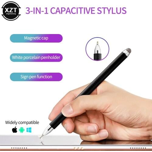 3 in 1 Multi-function Touch Screen Pen Universal High Precision Capacitive Stylus Magnetic Pen Cover for Samsung Phone Tablet